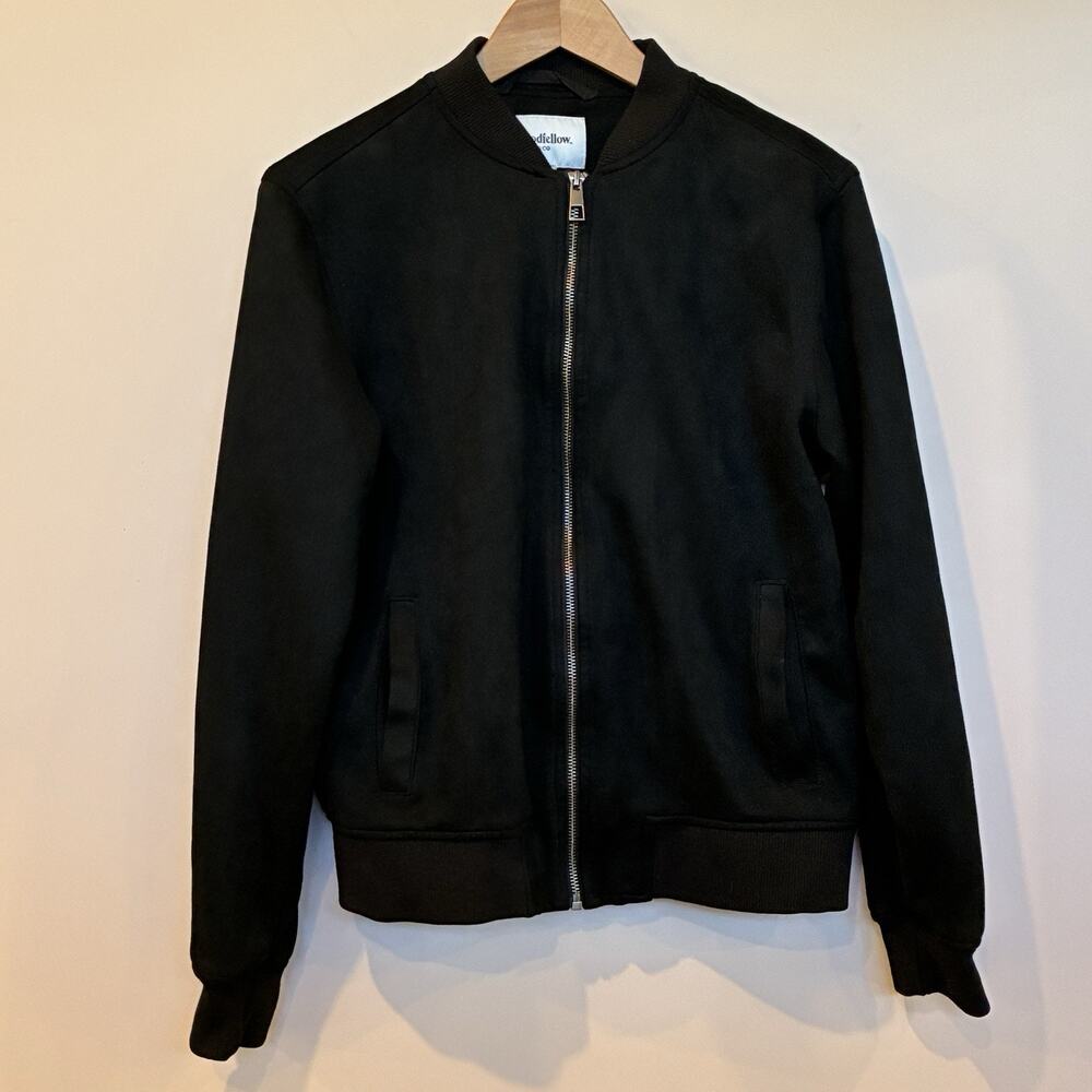 Goodfellow & Co Men’s Faux Suede Bomber Jacket Full Zip Black Size S
